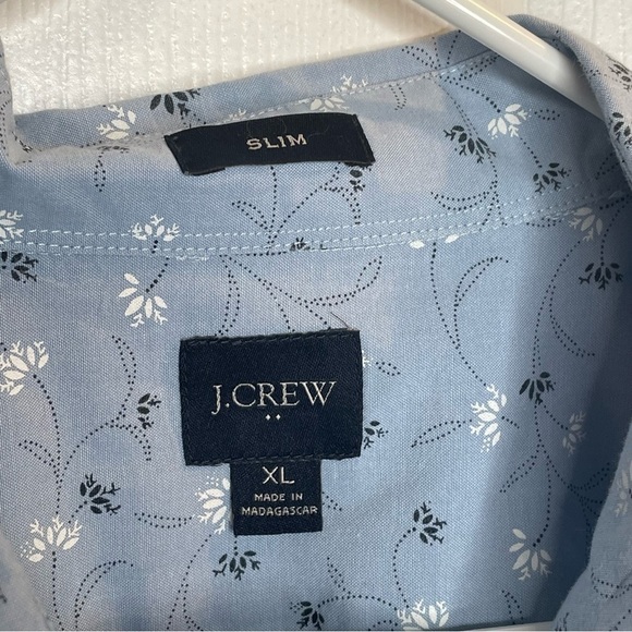 J. Crew Slim Fit Short Sleeve Floral Print Chambray Shirt XL - Picture 7 of 9